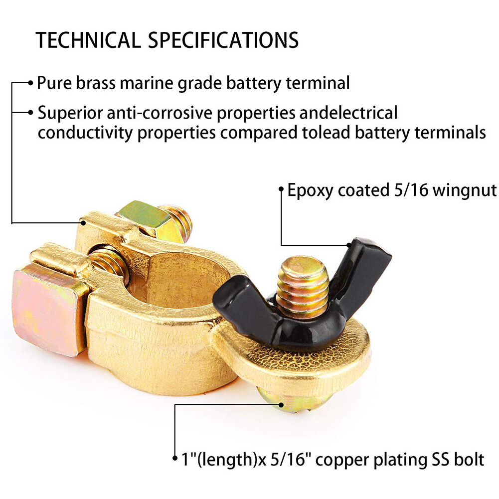 Battery Terminal Set Corrosion Resistant Thickened Brass Positive