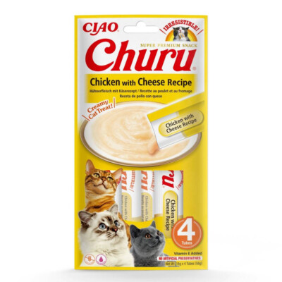 Inaba Cat Churu 4x14g Cremiger Snack für Katzen Paste mit Hähnchen und Käse