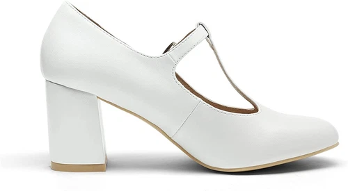 Women Wedding Mary Jane Pumps Close Toe Low Chunky Heel Pump Shoes - Picture 17 of 17