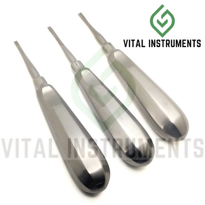 Set of 3 Luxating Root Elevators Straight 3mm Stainless CE Dental Instruments