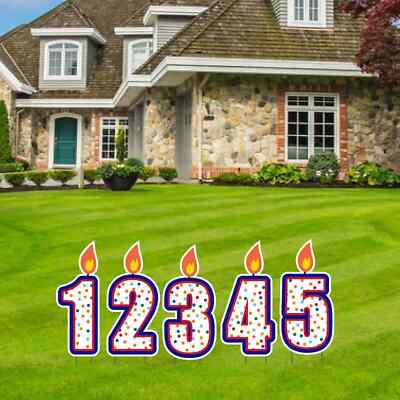 0-9 Number Candle Accessories, 10pc Birthday Yard Card Lawn Sign Set