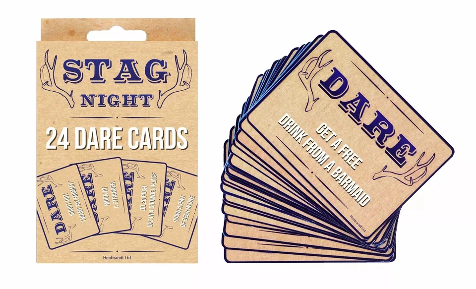 STAG DO Party DARE CARDS Novelty fun STAG Night Out 24 Pack Design BOYS Game UK