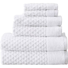 6 Piece Diamond Bath Towel Set 2 Bath Towels, 2 Hand Towels and 2 Washcloths F