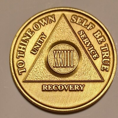 23 Year AA Bronze Medallion Sobriety Coin Recovery Alcoholics Anonymous ...