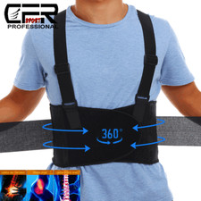 Adjustable Back Brace Lumbar Support Belt with Suspenders Heavy Duty Weight Lift