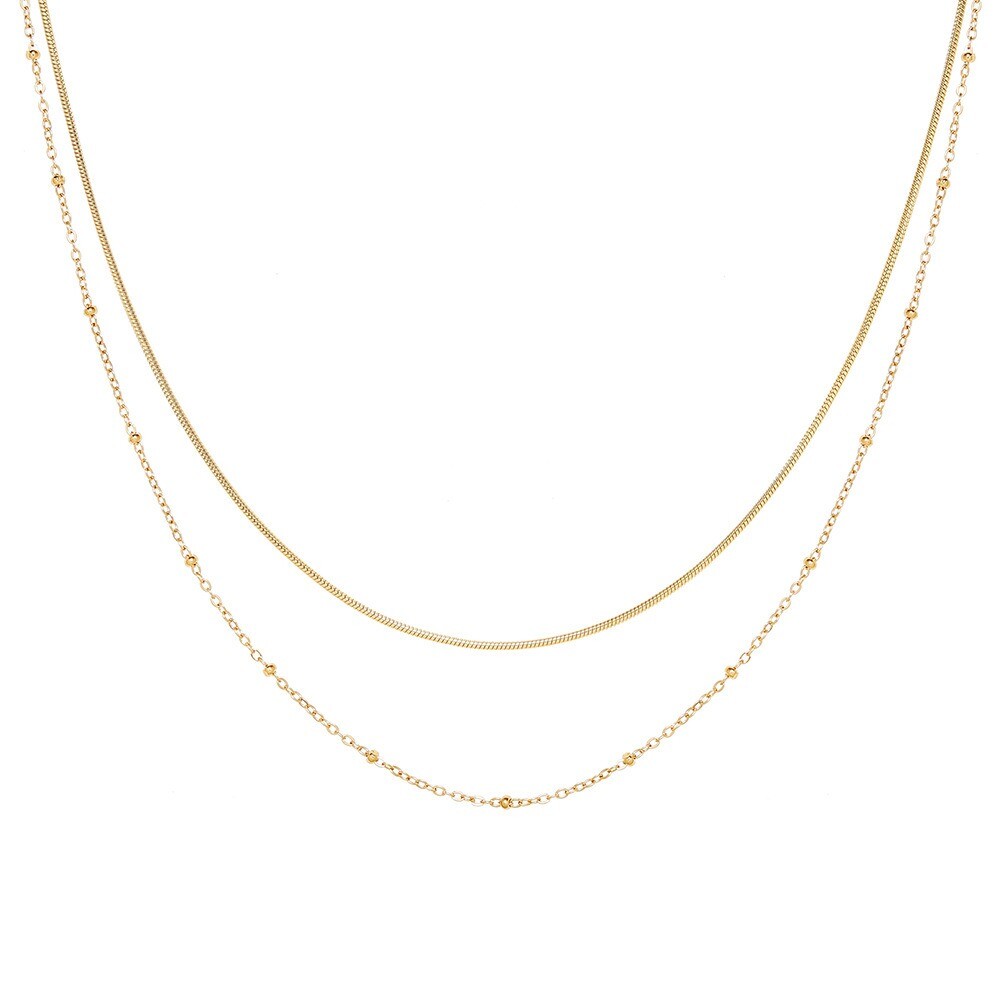 1pcs Minimalist Gold Steel Multi-Layer Snake Chain Choker Chain Necklace Jewelry