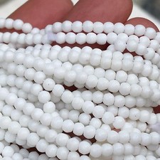 3mm Round White Druk Czech Pressed Glass Beads, Approx 120 Beads per Strand