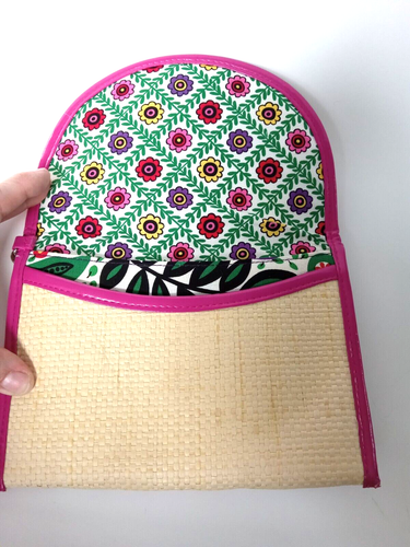 2011 Vera Bradley Viva La Vera Clutch gewebt Stroh Umschlag Handgelenktasche - Bild 5 von 13