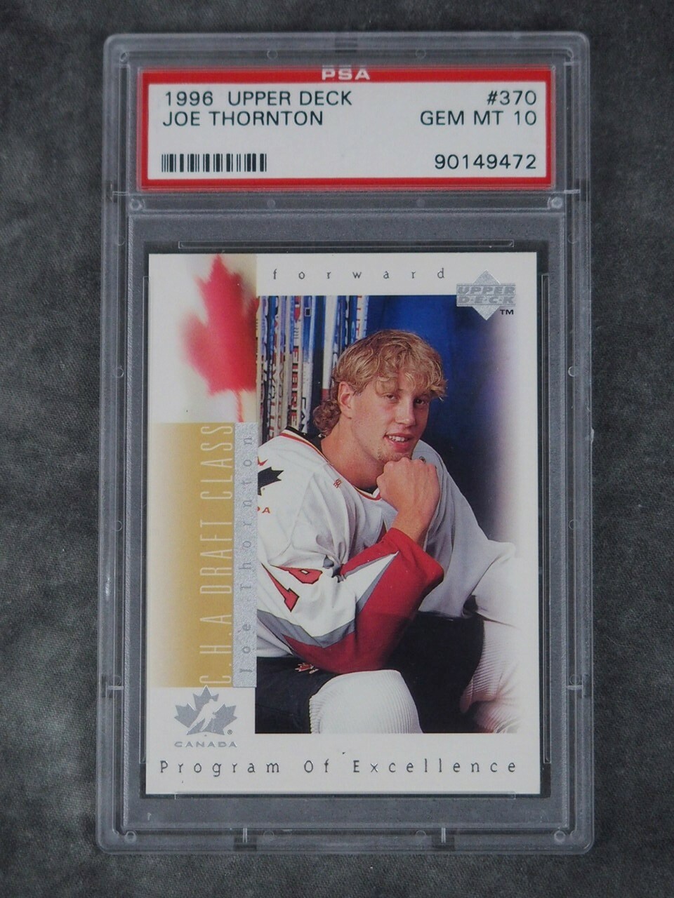 PSA 10 Joe Thornton 1996 Upper Deck #370 Rookie Forward Graded Hockey Card