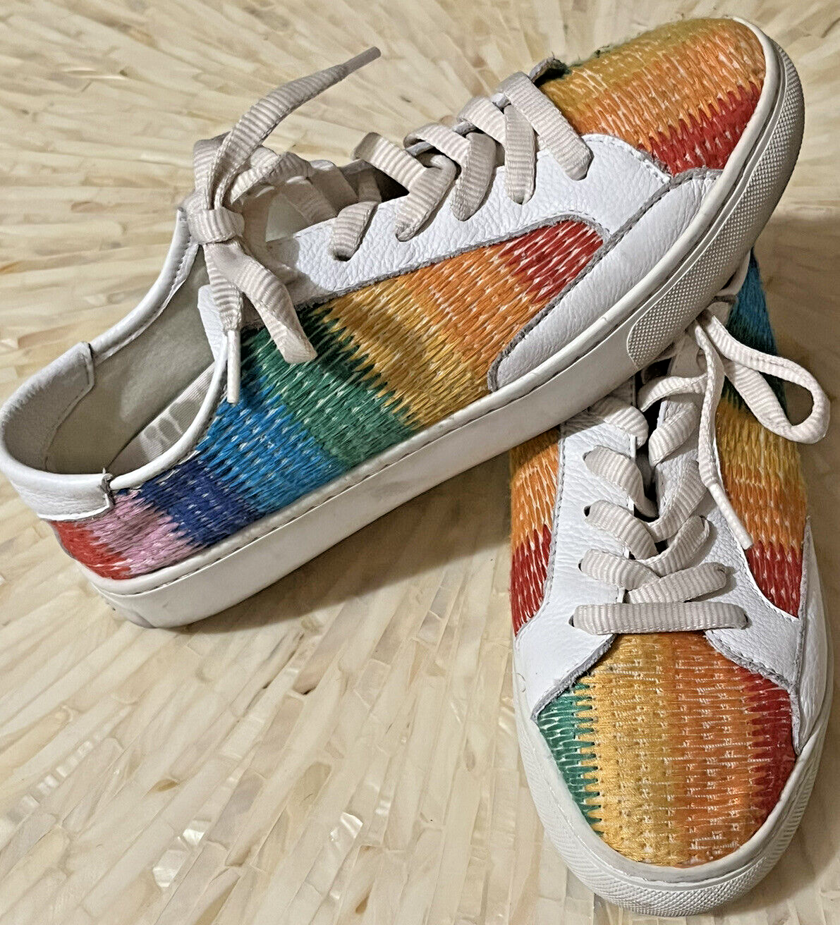 Soludos Ibiza Rainbow Ombre Leather Sneakers for Women Size 8.5