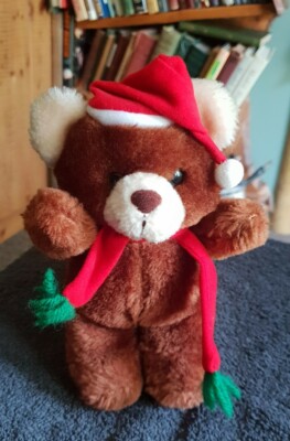 Vintage Fun World Weihnachten Santa Teddybär weiches Plüschtier Stofftier Spielzeug 8 Zoll