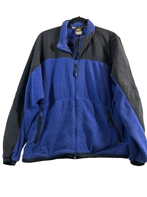 REI Unisex Polartec Jacket Two Tone Blue/Black SZ Large Fleece Body Nylon Upper