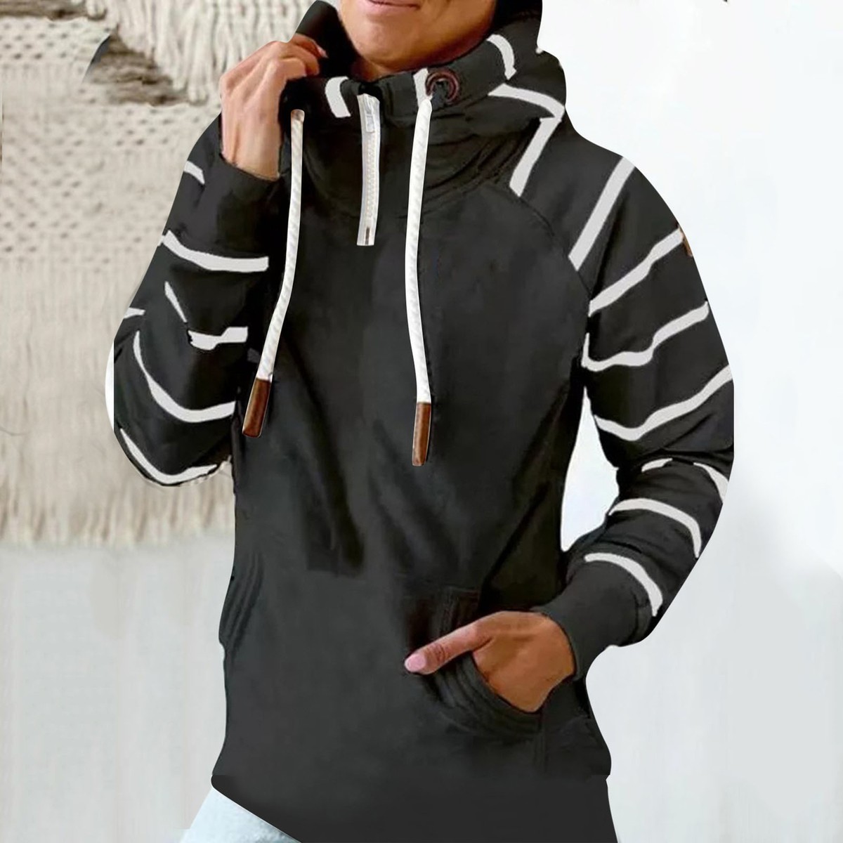 Hoodie Soft Cold Resistant Patchwork Pullover Sweatshirt Portable | eBay