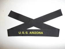 b3080 WW 2 US Navy Hat Tally U.S.S. Arizona USS Battleship BB 39 USN IR31A