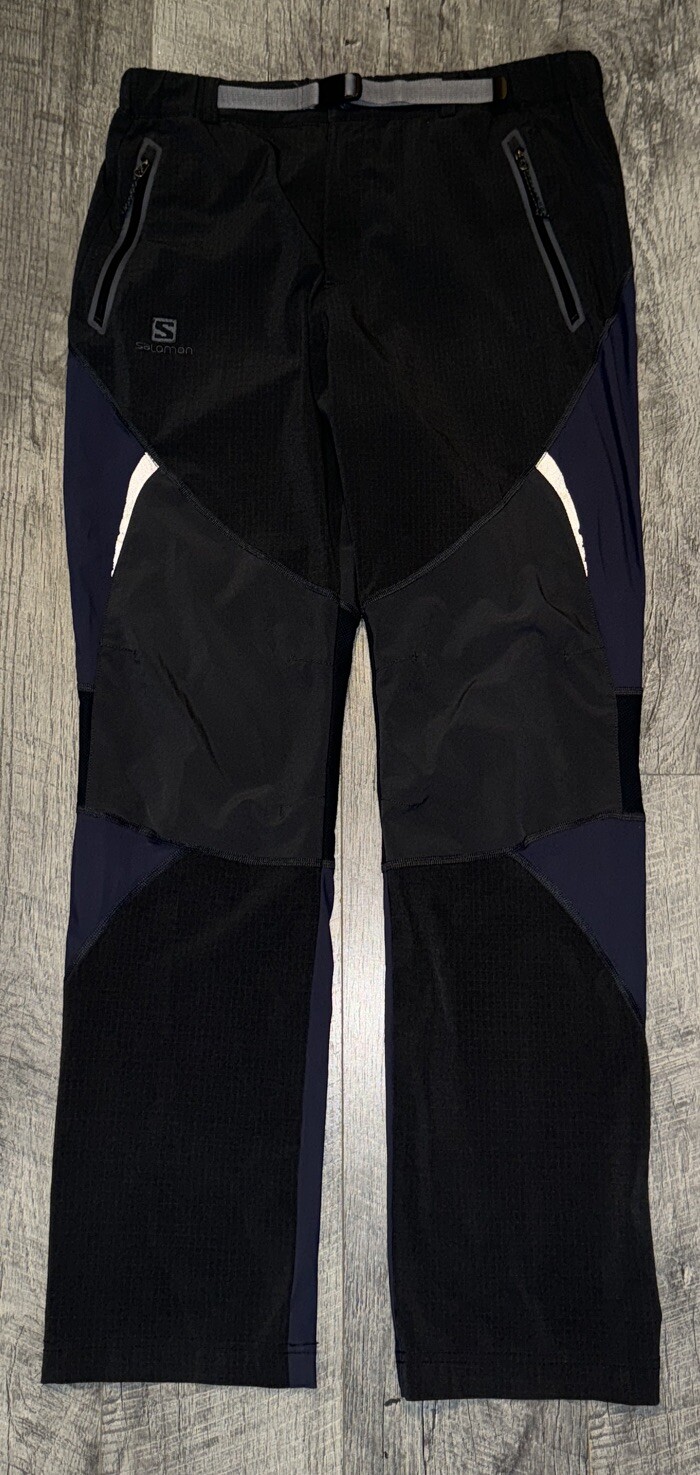 Salomon Pantalone Uomo Softshell Nero Jogger Trail Sport Riflettente