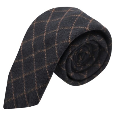 King & Priory Oxford Blue Tattersall Karo Tweed Krawatte