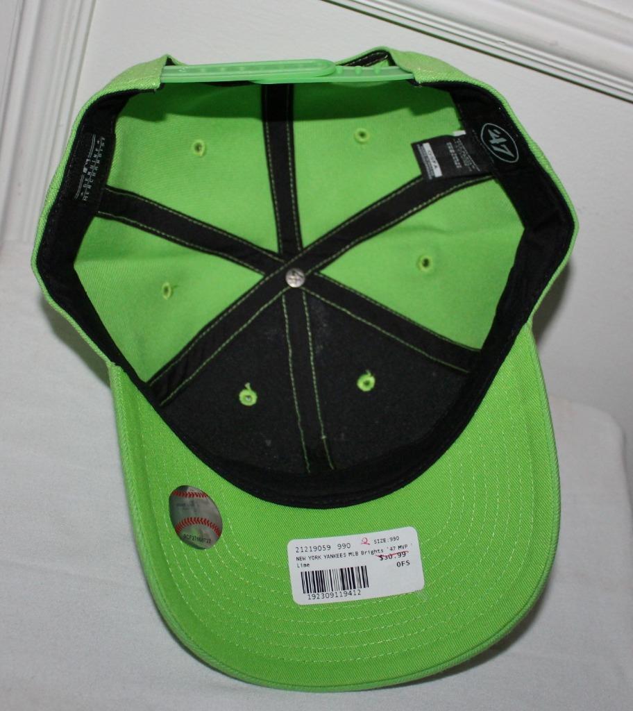 NWT '47 Brand NEW YORK YANKEES MVP Snapback Baseball Hat Cap LIME GREEN *5S