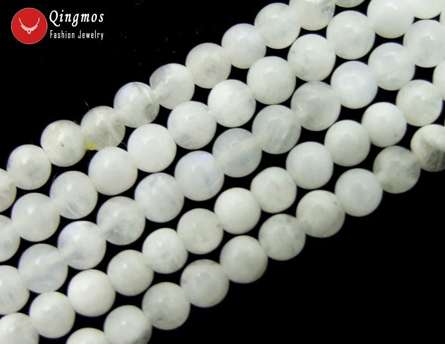6mm Round Natural White Moonstone Loose Beads for Jewelry Making DIY 15'' los600 - Image 2 of 4