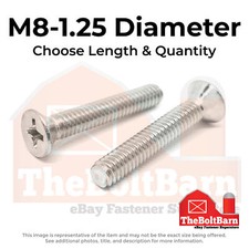M8-1.25 Stainless Phillips Flat Head Machine Screws (choose Length & Qty)