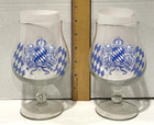 VTG 2 Oktoberfest German Lion Crest Blue & White Checkered Flag Beer Goblet RARE — photo 4