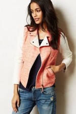Anthropologie Elevenses Blushed Tweed Moto Jacket 6 Euc