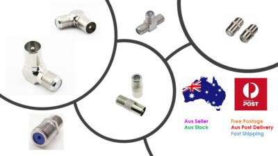 F Type Antenna Cable Connector Female to Pal Male Adaptor, Joiner 3 way Splitter