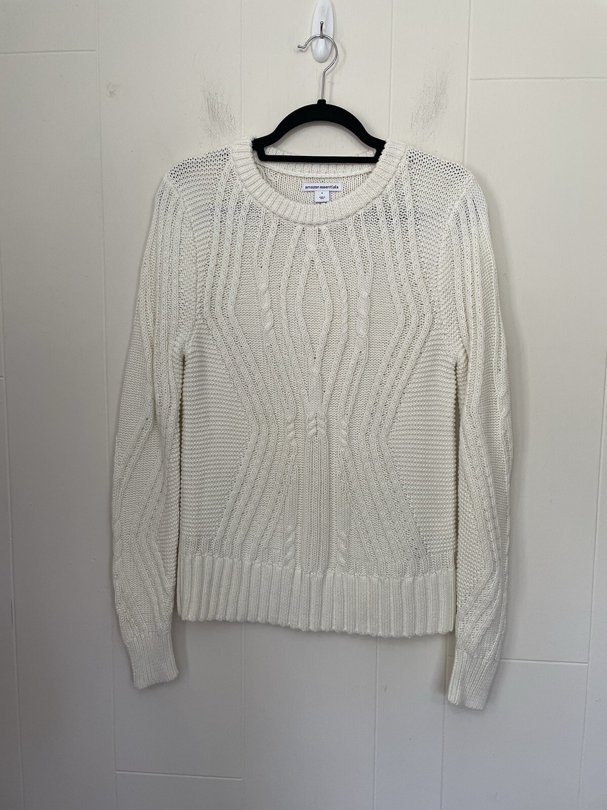 Amazon Essentials Cable Knit Sweater Ivory Cotton… - image 1