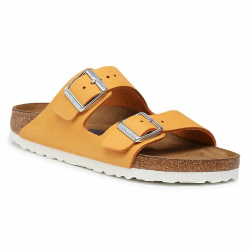 Birkenstock Womens Arizona Soft Footbed Apricot Narrow Sandals - Orange  1018838 | eBay