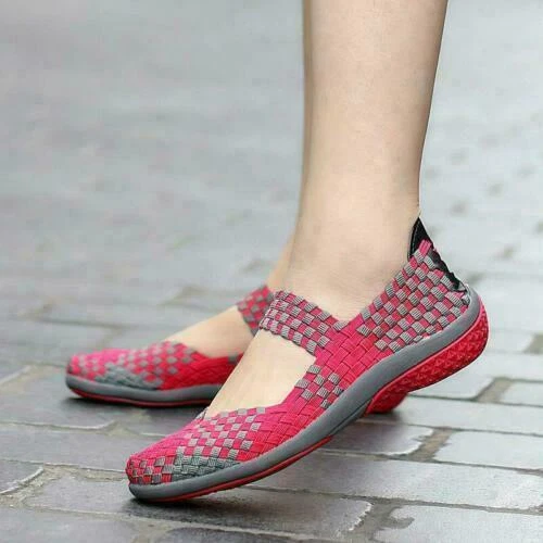 Mujeres Zapatos para Caminar Sin Cordones Tejidos Elásticos Mary Jane Planos Ligeros Moda - Imagen 16 de 20