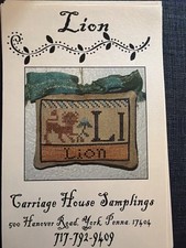 Carriage House Samplings Lion Cross Stitch Pattern 2002 Pillow