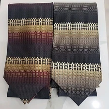 XL Bergamo New York Mens Necktie 1 Gold Geometric 1 Gold Geometric Extra Long