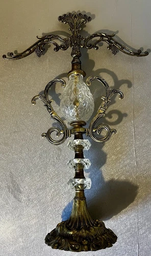 Scales Of Justice Gilded Metal & Crystal Hollywood Regency Made In Romania 18”