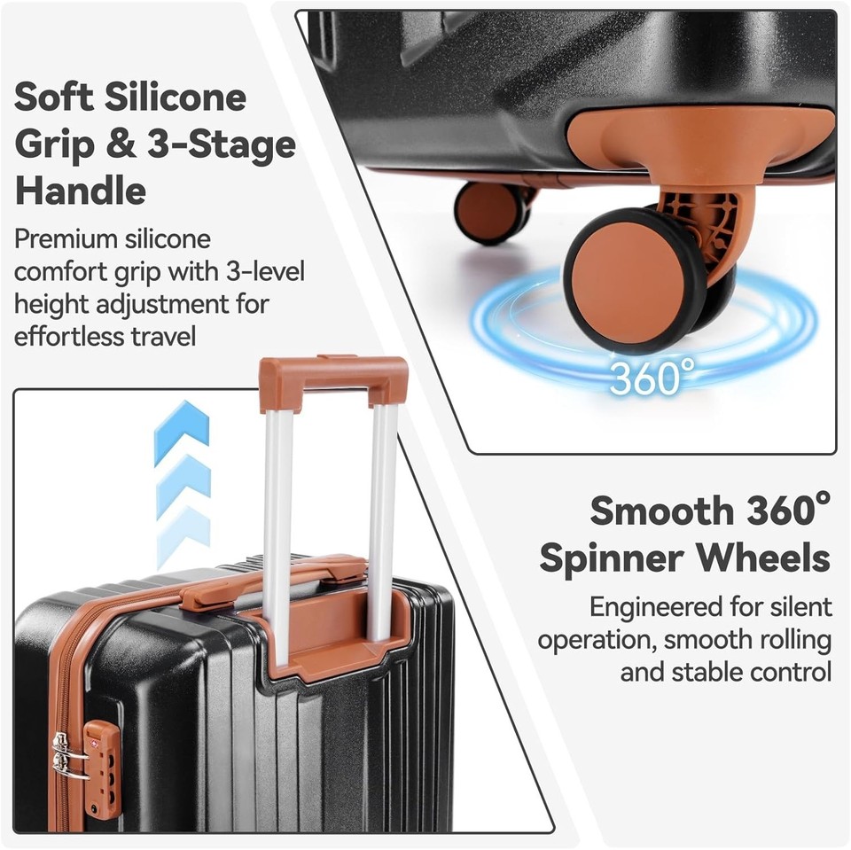 Luggage Sets 3 Piece Expandable Hard Shell Suitcase with Spinner Wheels ...