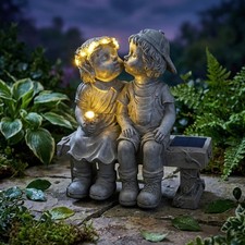 Solar Gartenfigur LED Gartendeko Betonoptik Solarleuchte für Gartenund Balkon