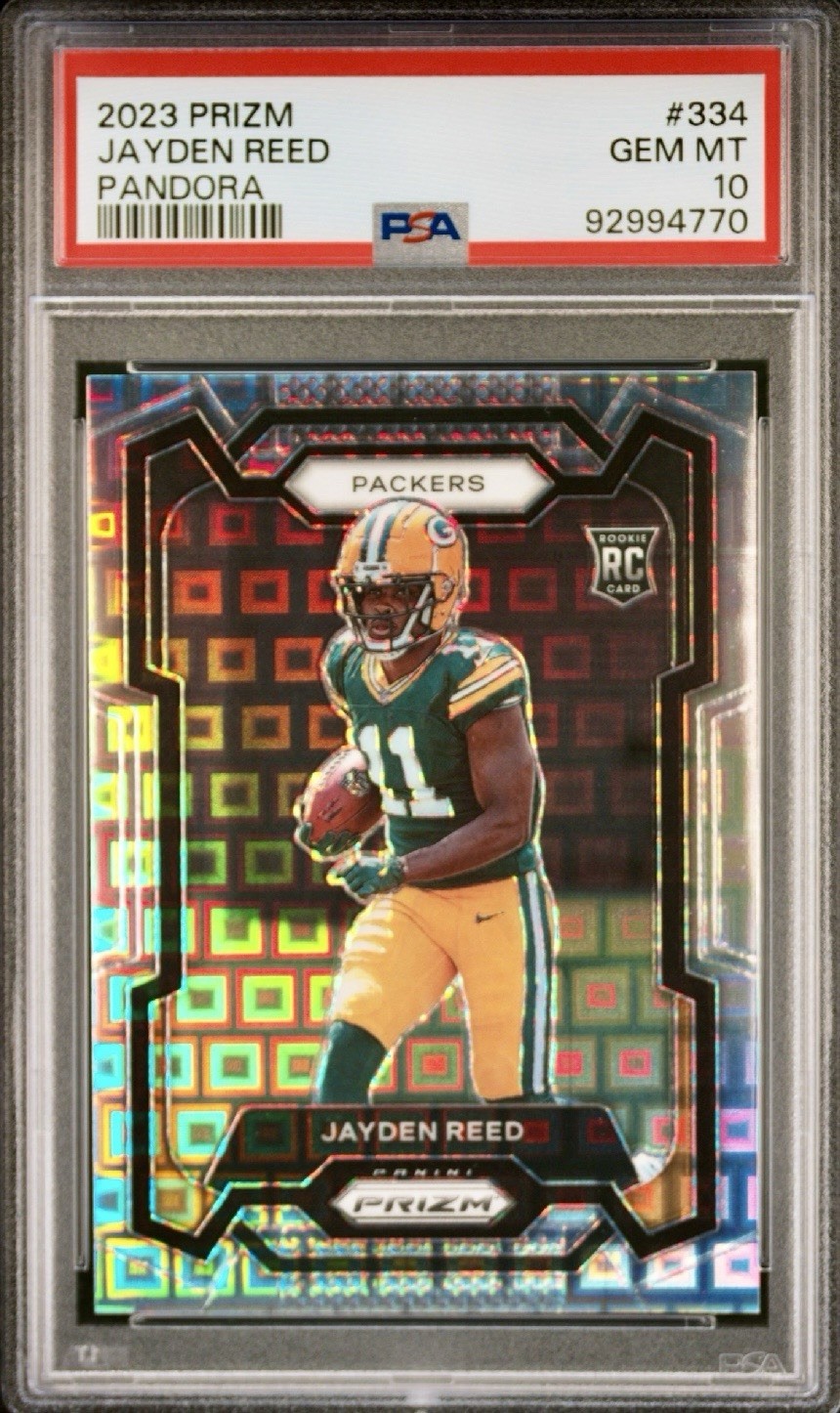 2023 Panini Prizm Jayden Reed #334 Rookie Pandora Prizm /400 PSA 10