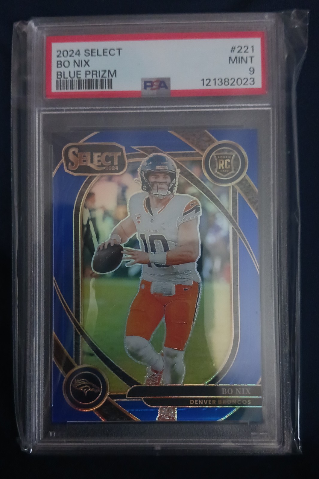 2024 Panini Select - Bo Nix #221 Blue Prizm /99 (RC) PSA 9