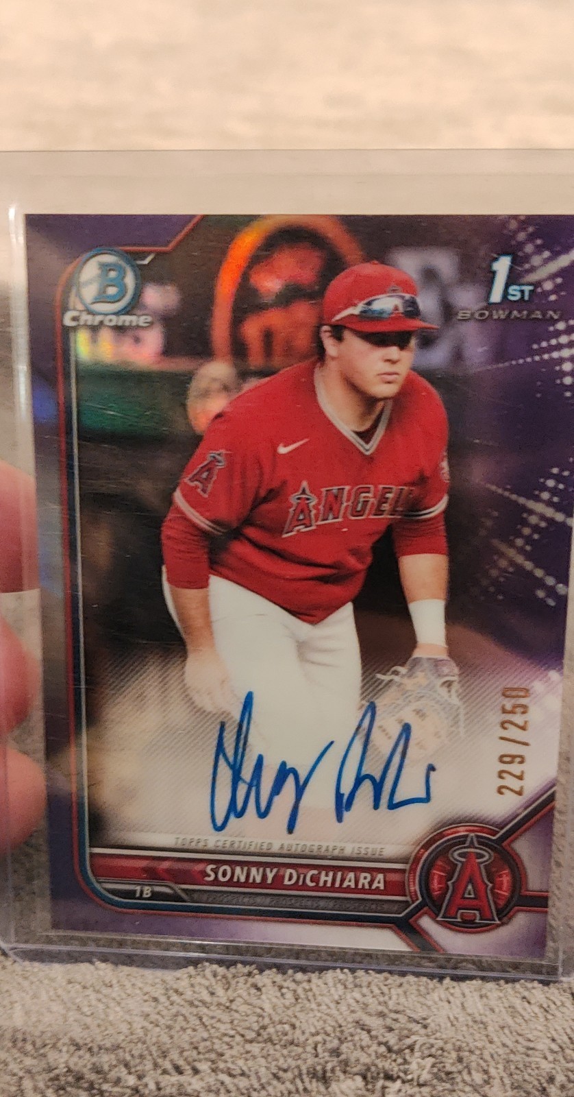 2022 Bowman Draft Chrome Autographs Sonny DiChiara #CDA-SD Purple /250