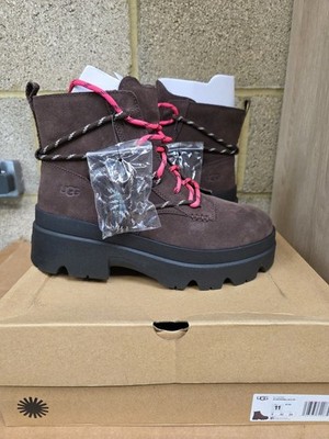 UGG Womens Brisbane Lace Up Boots Brown Suede Ladies shoes Size UK
