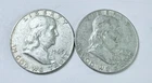 FRANKLIN SILVER HALF DOLLARS LOT OF 2 - 90% SILVER COIN FREE SHIPPING #8998
