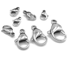 60pcs Grade A 304 Stainless Steel Lobster Clasps Claw Clasps for Bracelet Nec...