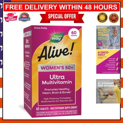 Once-Daily Alive! Multivitamin for Women 50+, Vitamin D3 & B12 - 60 Tablets