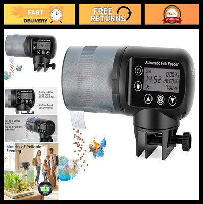 AQQA Automatic Fish Feeder LCD Timer 200ML for Aquarium Betta Turtle