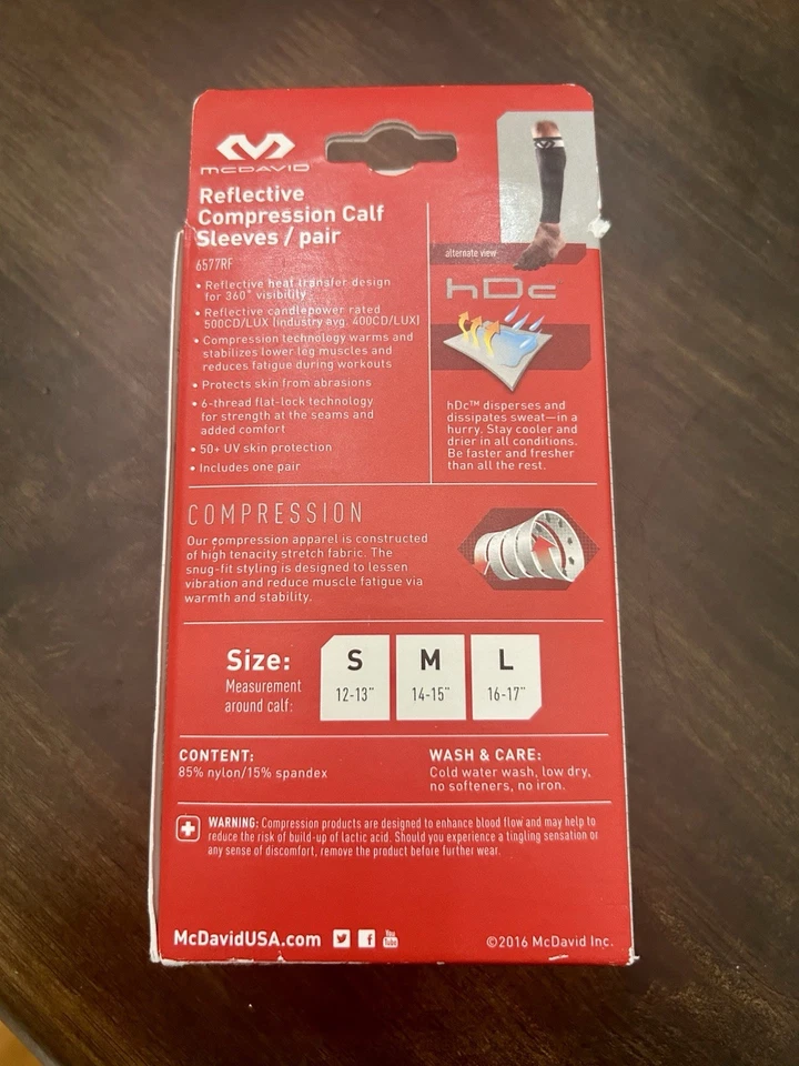 MCDAVID COMPRESSION CALF SLEEVES PAIR REFLECTIVE SLIVE Black L LARGE - Image 2 of 2