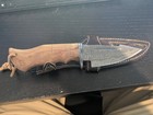 Demascus Steel Fixed Blade Knife with Feather Leather Sheath — photo 1