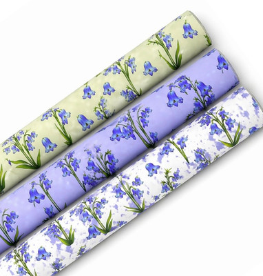 PREMIUM PACKUNG MIT 3 BLUEBELL BEDRUCKTEN CANVAS STOFF BLÄTTERN ZUR HERSTELLUNG VON HAARSCHLEIFEN
