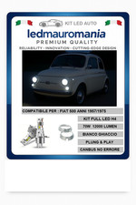 KIT LED H4 FIAT 500 1957 - 1975 70W D'EPOCA LAMPADE BIANCO GHIACCIO + ADATTATORI