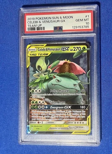 2019 Pokemon Sun Moon Team Up Celebi Venusaur GX Team Up #1/181 PSA 10