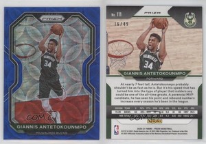2020-21 Panini Prizm Choice Blue Prizm /49 Giannis Antetokounmpo #111
