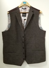 Next Men's Waistcoat Grey/Brown Floral Lining 46R - NEW