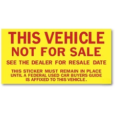Versa-Tags NOT FOR SALE Stickers for Auto Dealers 100 per Shrink-Wrapped Pack